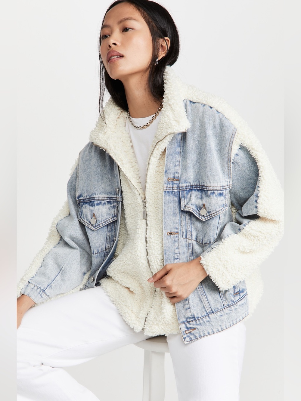 Blank NYC Bear Hug Denim Sherpa Jacket